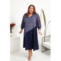 Сукня 3454-1 для повних із оригінальним квітковим орнаментом