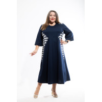 Сукня 3501-2 великого розміру благородного темно-синього кольору