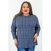 Туніка 3335-1 великого розміру зі світло-синіми сніжинками