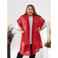 Червоний напівпрозорий жилет 3555 великих розмірів