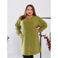 Тепла туніка 3566-2 оливкового кольору великих розмірів