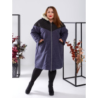 Тепла зимова куртка 3565-1 на хутрі для повних жінок