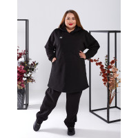 Чорний теплий костюм 3564-1 великих розмірів