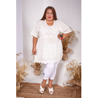 Молочна бавовняна туніка 3285-2 великих розмірів