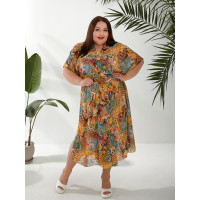 Пляжний халат великого розміру з шифону 2217-4 із поясом