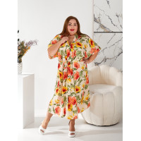 Світлий халат-сукня великого розміру з яскравим квітковим принтом 2215-2