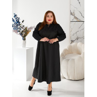 Чорна сукня великого розміру з люрексом 3620