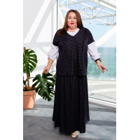 Жіночий костюм-двійка 3439 з довжиною прямої туніки та спідниці