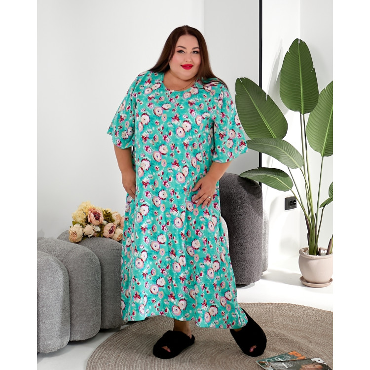 Нічна сорочка 2220-3 тіфані з квітами великих розмірів