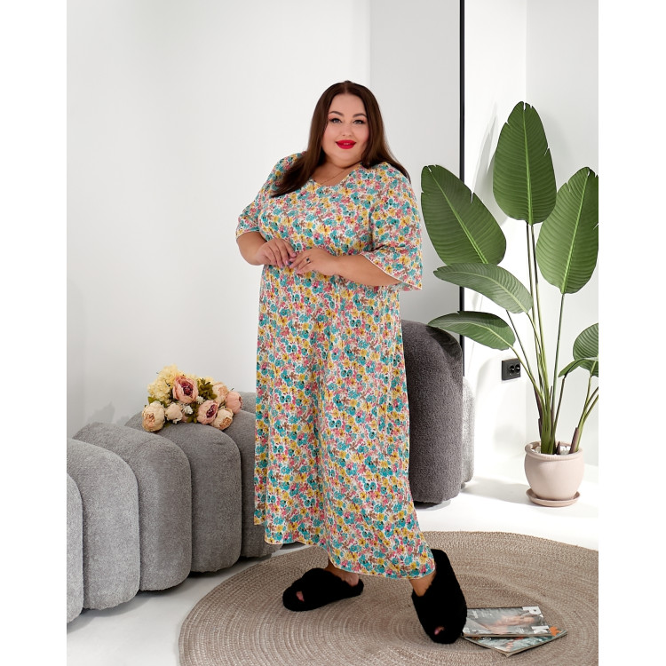 Нічна сорочка 2220-4 з квітковим візерунком великих розмірів