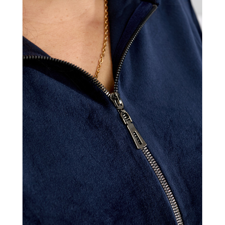 Темно-синій велюровий костюм 2225-1 великих розмірів