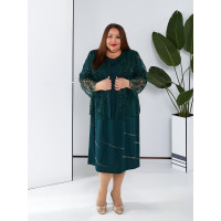 Костюм 55944 сукня та жакет вишивка макраме з паєтками