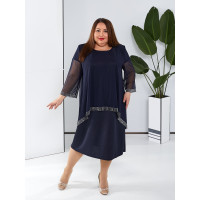 Темно-синя сукня 55926 з креп дайвінгу