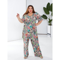 Легкий кольоровий костюм 3575-2 зі штапеля