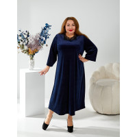 Синя бархатна сукня 3628-3 великих розмірів