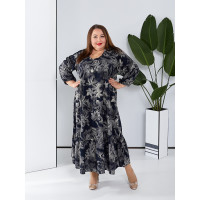 Приваблива темно-синя сукня 3569 зі штапеля