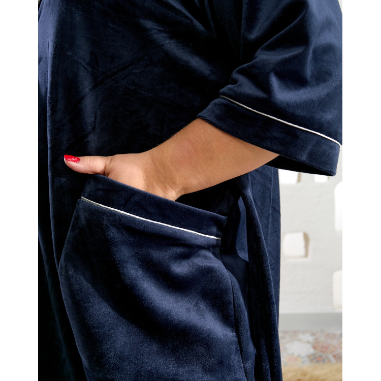 Домашній халат темно-синього кольору 2500-24 великих розмірів