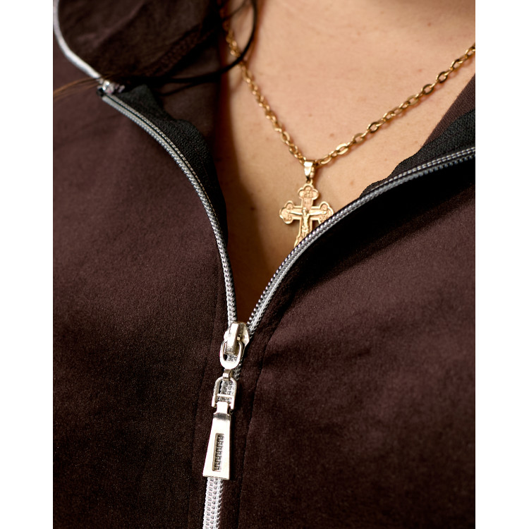 Халат велюровий шоколодного кольору 2500-26 великого розміру