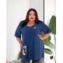 Синя туніка великого розміру з принтом 3642
