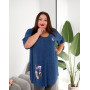 Синя туніка великого розміру з принтом 3642