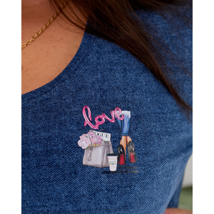 Синя туніка великого розміру з принтом 3642