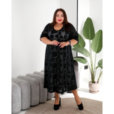 Чорна сукня-гіпюр 3646-2 великих розмірів
