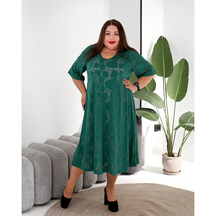 Зелена сукня-гіпюр 3646-4 великих розмірів