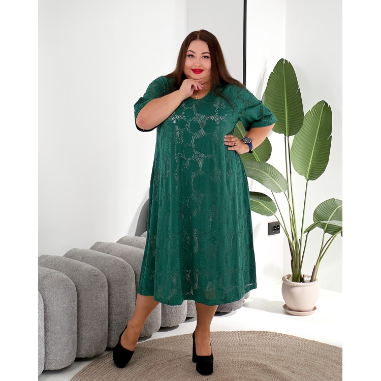 Зелена сукня-гіпюр 3646-4 великих розмірів