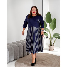 Комбінована сукня 3647-1 у смужку великих розмірів