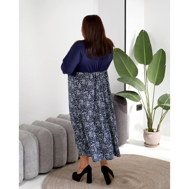 Комбінована сукня біла 3647-2 великих розмірів