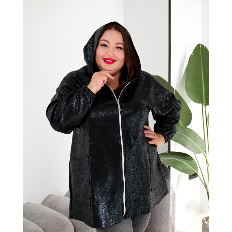 Чорна кофта  з лаковим напиленням 3648 великих розмірів