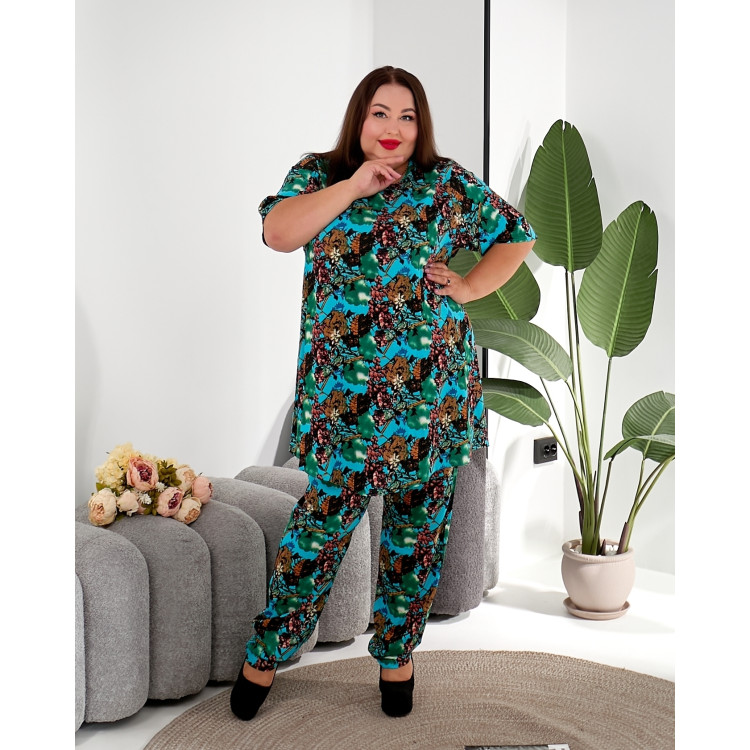 Костюм 3649 із лляного стрейчу великих розмірів