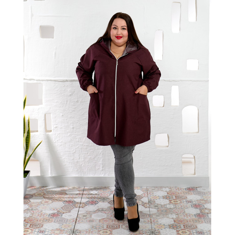 Бордовий стильний плащ на осінь 3650-2