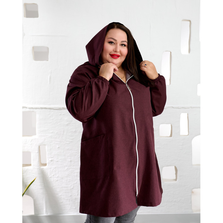 Бордовий стильний плащ на осінь 3650-2