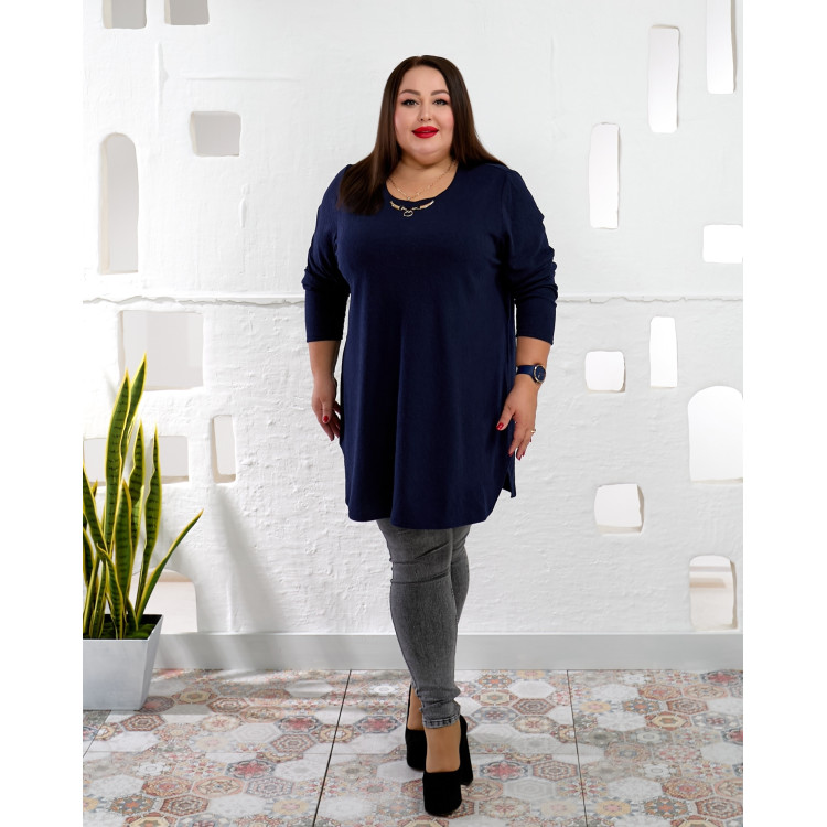 Елегантна синя туніка 3651-2 великих розмірів