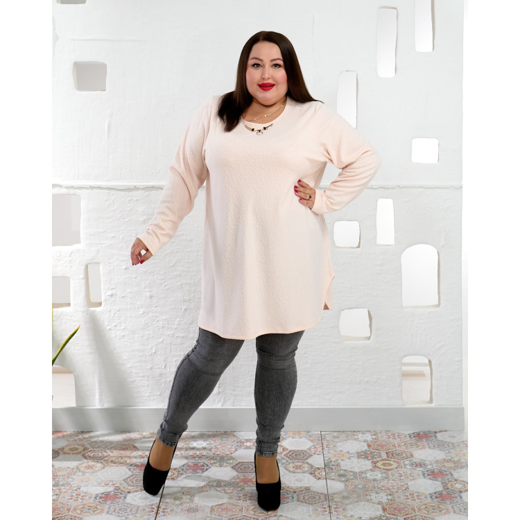 Вишукана в персиковому кольорі туніка 3651-3 великих розмірів