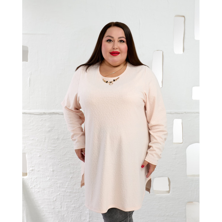 Вишукана в персиковому кольорі туніка 3651-3 великих розмірів