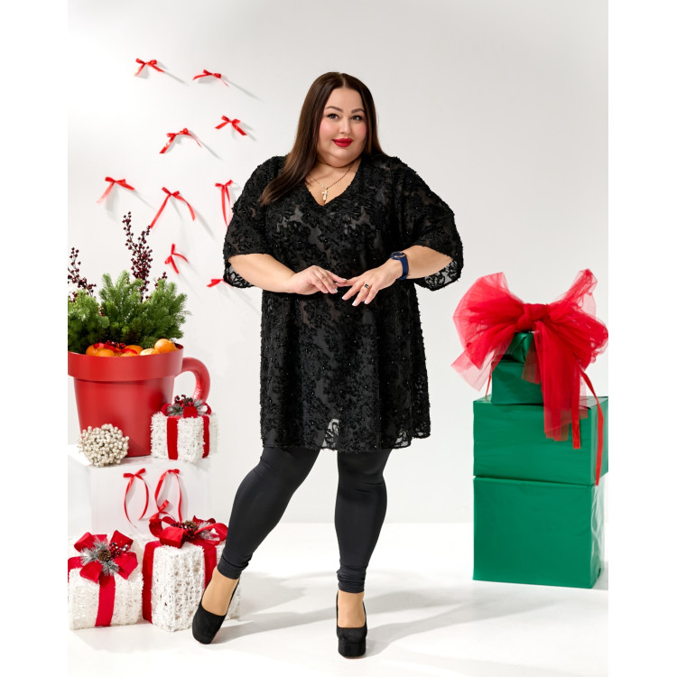 Гламурна туніка з фактурного шифону 3660 великого розміру