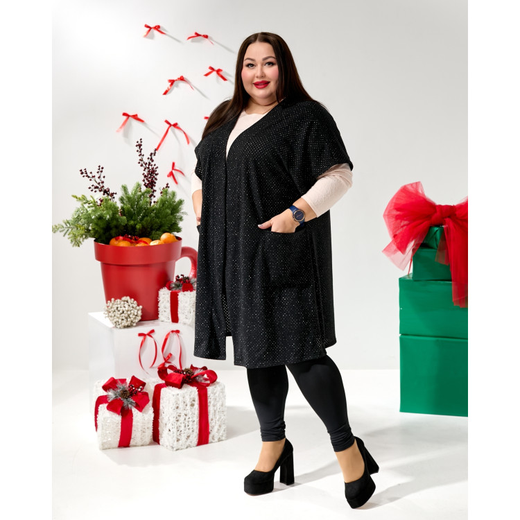 Жилет 1 метр з трикотажного в’язаного полотна з люрексовою ниткою 3661 великого розміру