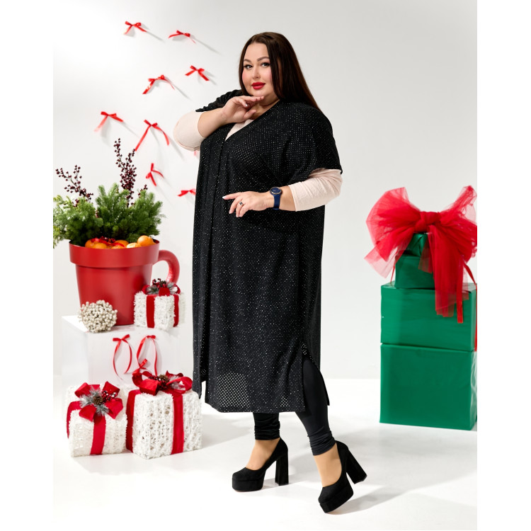 Жилет 120 см з трикотажного в’язаного полотна з люрексовою ниткою 3662 великого розміру